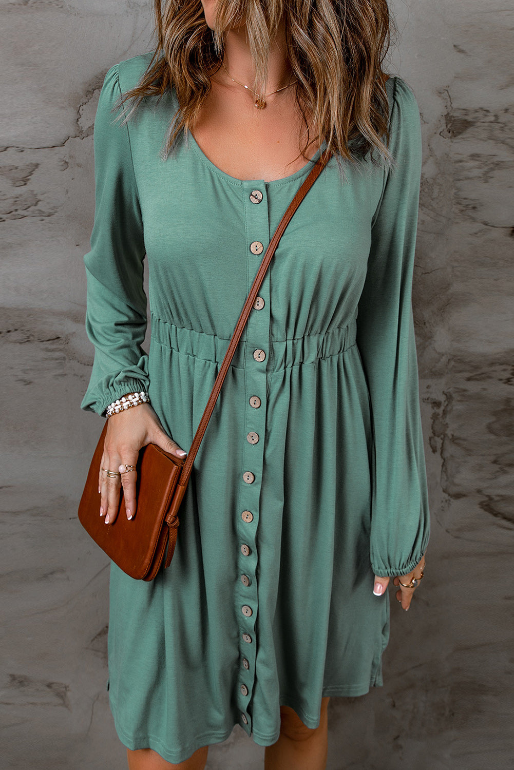 Julianna Button Up High Waist Long Sleeve Dress. by Poppy Lee Lane