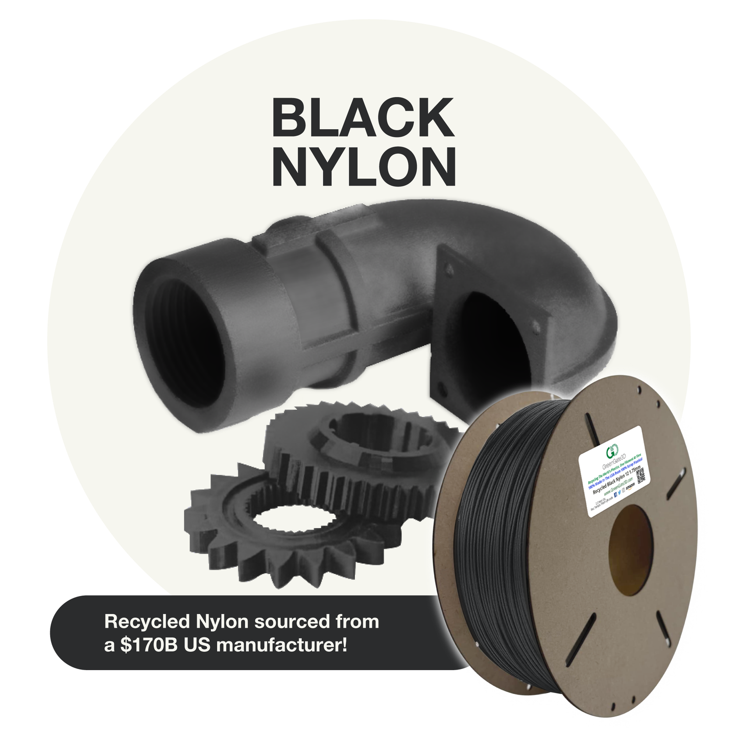 Black: Recycled Nylon 12 (PA12): 1 Kg