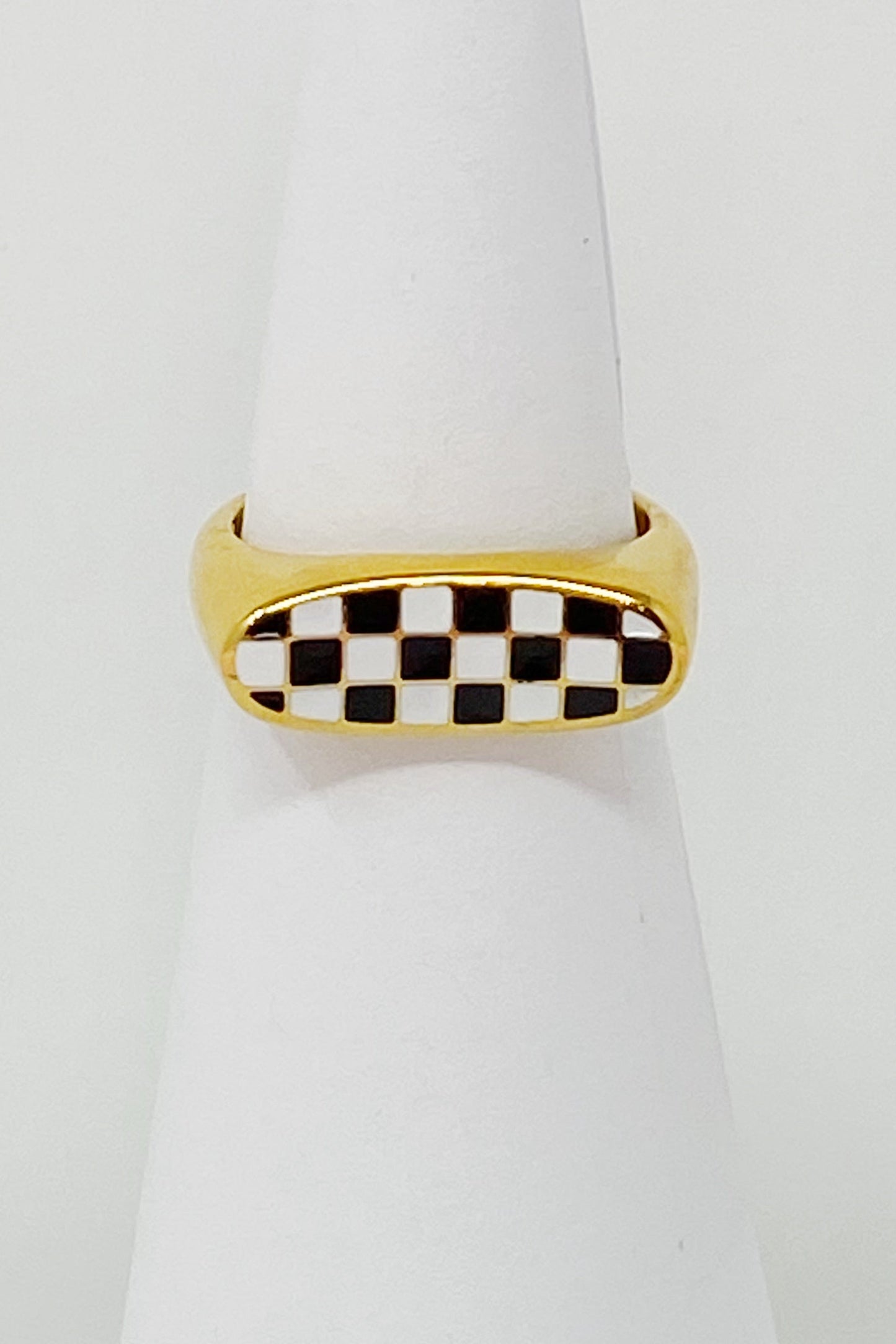 Checkered Oblong Ring by Ellisonyoung.com