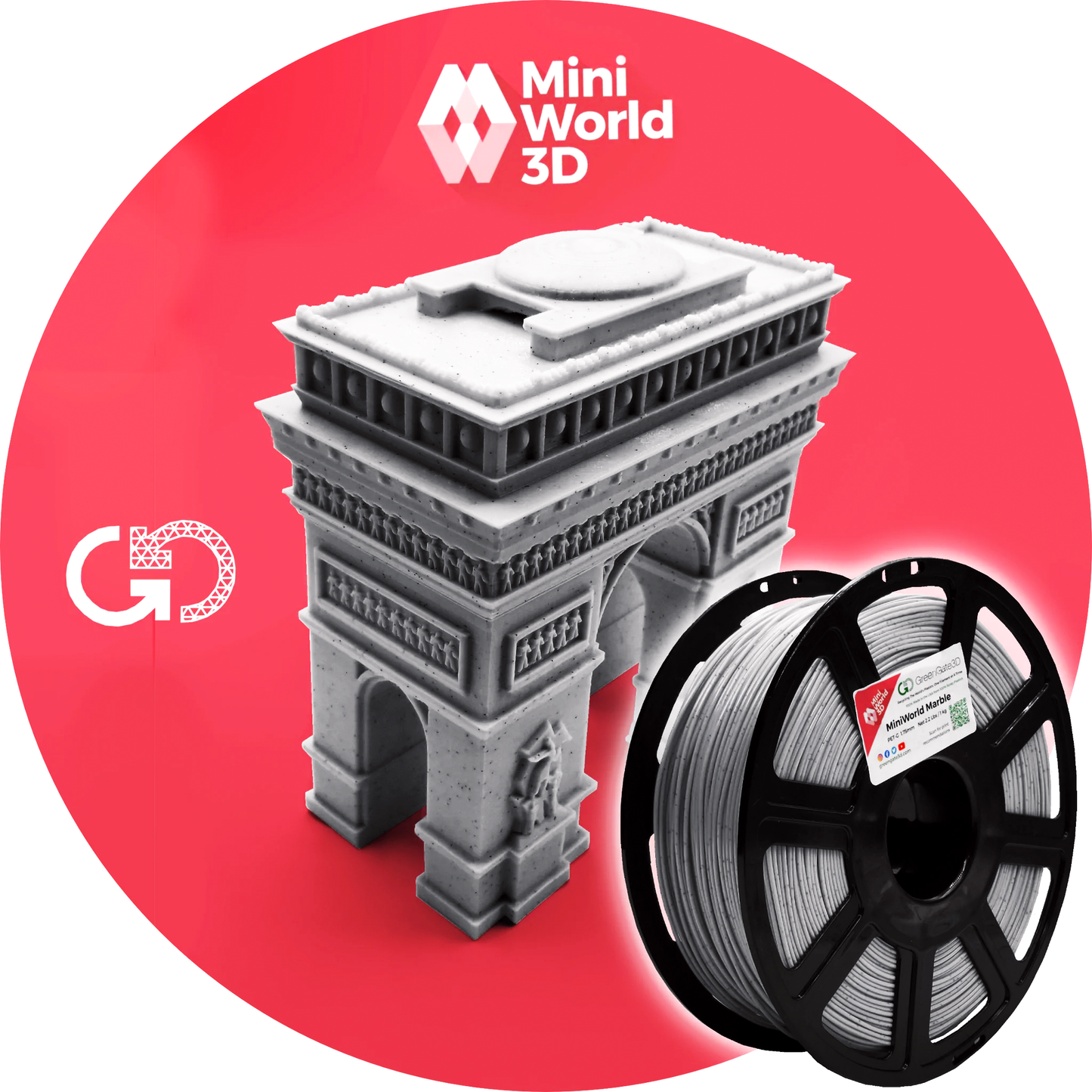 MiniWorld3D Marble: Recycled PET-G (+ FREE Arc de Triomphe STL)