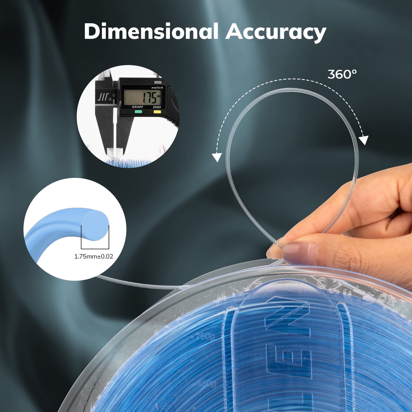 PETG Transparent 1.75mm, 1KG/2.2LB