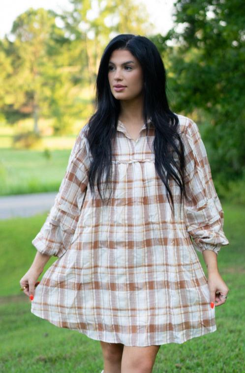 Dana Plaid Babydoll Dress by Threaded Pear