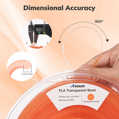 PLA Crystal-Transparent 1.75mm, 1KG/2.2LB