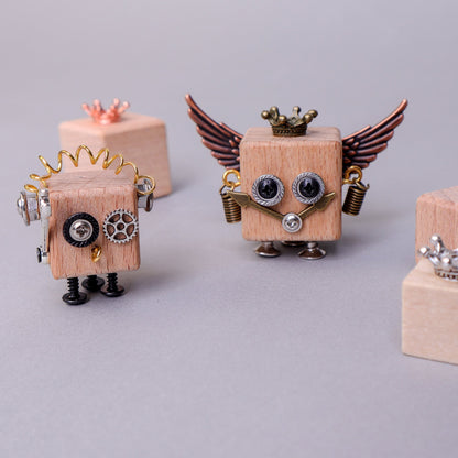 DIY Timberbot Kit – Build 2 Wooden Robots, Make Keychains & Necklaces