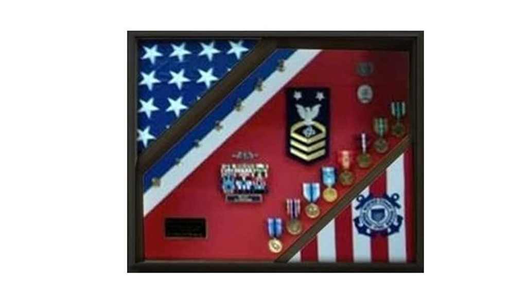 2 Flag Display Case, Coast Guard Gifts, USCG, Shadow Box, Coast Guard Cutter