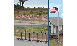 Walthers SceneMaster 949-4171 HO Flags & Mailboxes, 48-Star