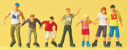 Preiser 10496 HO Scale Sports & Recreation Inline Skaters pkg(7)