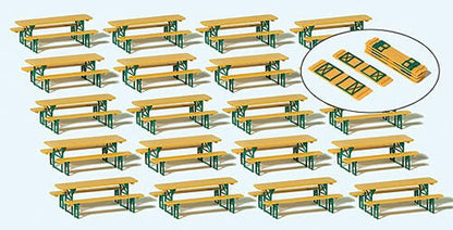 Preiser 24707 HO Scale Beer Garden Tables & Benches Kit