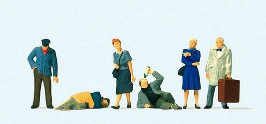 Preiser 10592 HO Scale Passengers At the Train Station pkg(6)