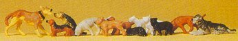 Preiser 14165 HO Scale Cats & Dogs Assorted pkg(12)
