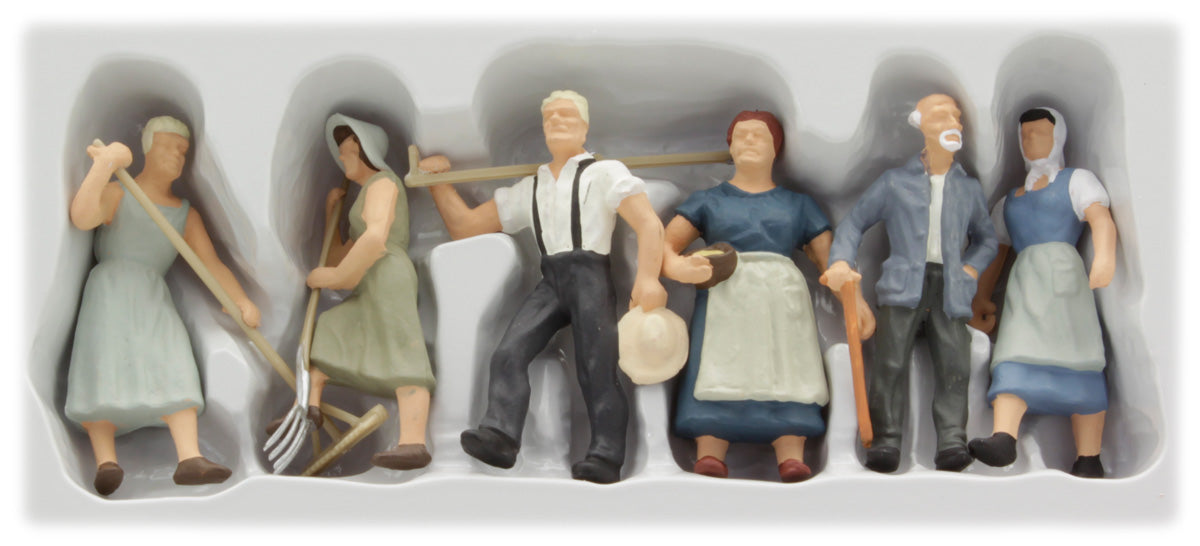 Preiser 65307 O Scale Farm Workers Figure Set, pkg(6)