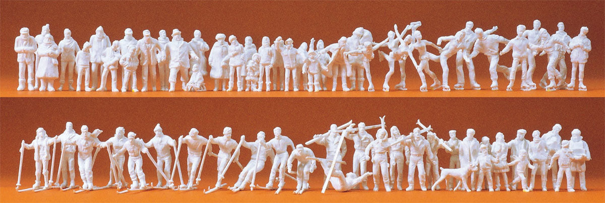 Preiser 16347 HO Scale Winter Figures Unpainted Kit, 65