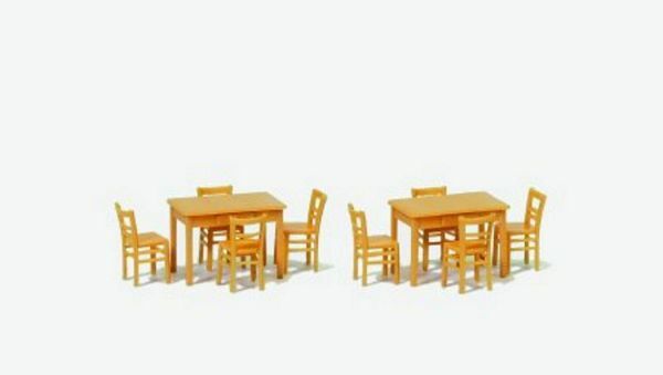 Preiser 17218 HO Scale Table & Chairs 2 Tables & 8 Chairs