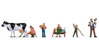 Noch 15609 HO Scale Peasant Family Set, 5 People & 5 Animals
