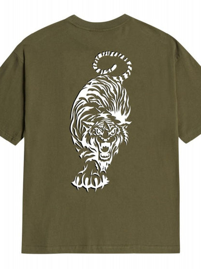 Men's Plus Size Tiger Round Neck Short Sleeve T-Shirt
