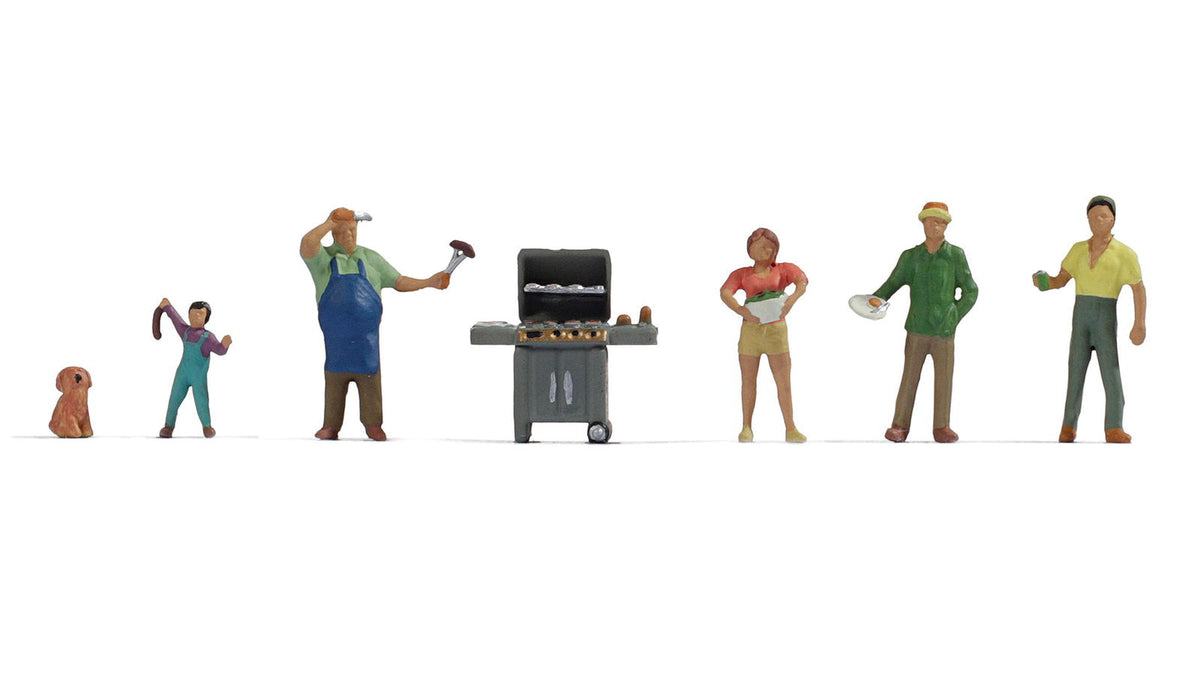 Noch 36593 N Scale Barbecue Party Set, 5 People, Dog & Grill