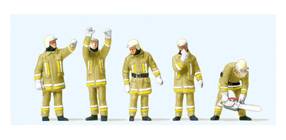 Preiser 10772 HO Firemen Technical Support, Beige Uniforms