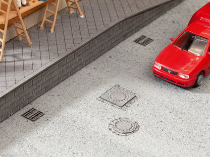 Noch 14218 HO Scale Manholes & Drain Covers Laser-Cut Kit, 25pc