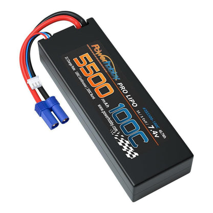 Powerhobby 2S 7.4V 5500MAH 100C Lipo Battery w EC5 Plug Hard Case