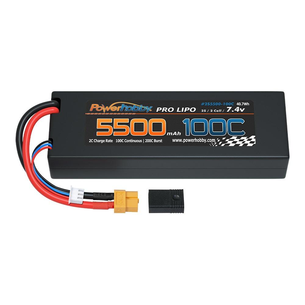 Powerhobby 2S 7.4V 5500MAH 100C Lipo Battery w XT60 + Adapter