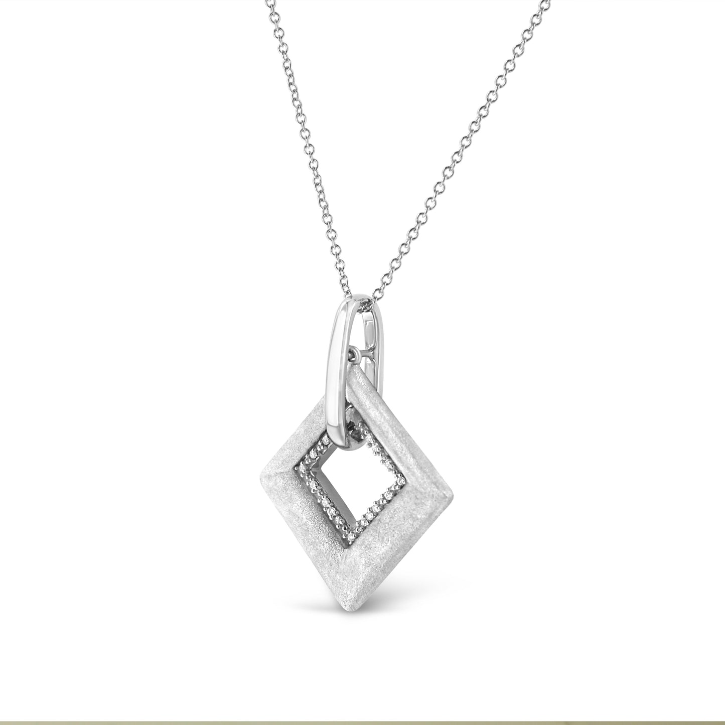 .925 Sterling Silver Pave-Set Diamond Accent Kite Shape 18" Pendant Necklace (I-J Color, I1-I2 Clarity) by Infinite Jewels