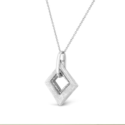 .925 Sterling Silver Pave-Set Diamond Accent Kite Shape 18" Pendant Necklace (I-J Color, I1-I2 Clarity) by Infinite Jewels