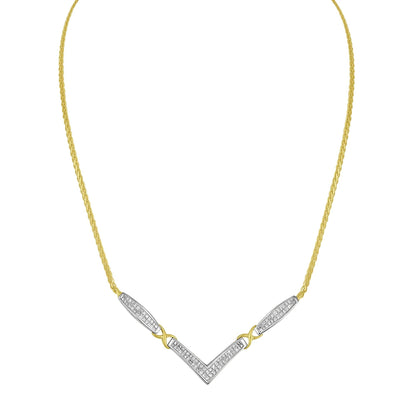 14K Yellow and White Gold 2.0 Cttw Princess Cut Diamond Flared and X-Station V Shaped 18” Franco Chain Statement Necklace (H-I Color, SI2-I1 Clarity) by Infinite Jewels