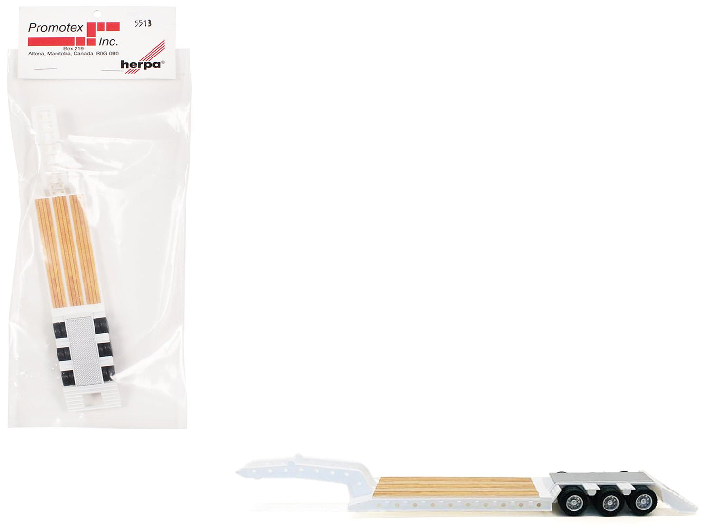 3-Axle Heavy Equipment Lowboy Trailer White 1/87 (HO) Plastic Model by Promotex  free shipping USA