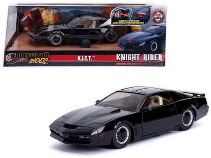 1982 Pontiac Firebird Trans Am Black with Light K.I.T.T. "Knight Rider" (1982) TV Series "Hollywood Rides" Series 1/24 Diecast Model Car by Jada  free shipping USA
