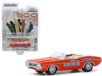 1971 Dodge Challenger Convertible Official Pace Car Orange "55th Indianapolis 500 Mile Race" "Hobby Exclusive" 1/64 Diecast Model Car by Greenlight  free shipping USA