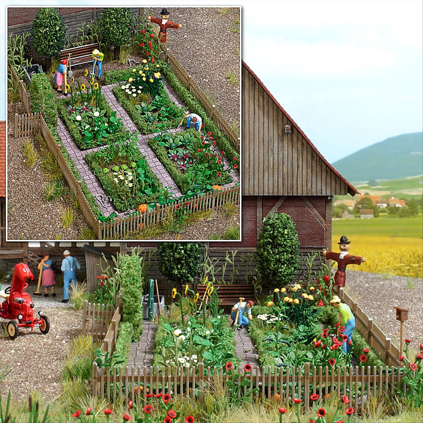 Busch 1254 HO Scale Farm Garden with Accessories Kit
