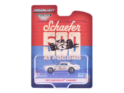 1971 Chevrolet Camaro "1971 Schaefer 500 at Pocono Raybestos Official Pace Car" White with White Interior "Hobby Exclusive" Series 1/64 Diecast Model Car by Greenlight  free shipping USA