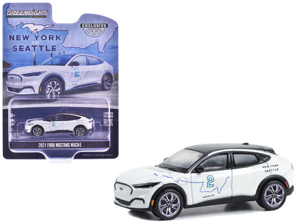 2021 Ford Mustang Mach-E #2 "New York to Seattle Transcontinental Tour" White with Black Top "Hobby Exclusive" Series 1/64 Diecast Model Car by Greenlight  free shipping USA