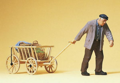 Preiser 45109 G Scale Pedestrians Man Pulling Hand Cart