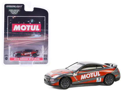2015 Nissan GT-R (R35) #2 "MOTUL" Gray with Red Graphics "Hobby Exclusive" Series 1/64 Diecast Model Car by Greenlight  free shipping USA
