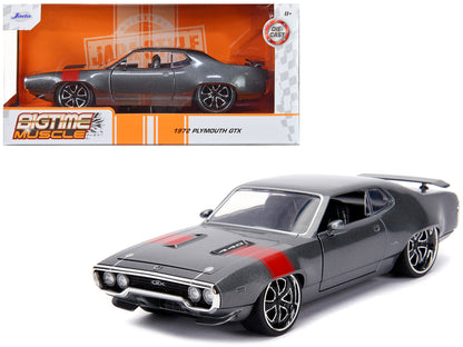 1972 Plymouth GTX 440 Metallic Gray with Red Stripe "Bigtime Muscle" 1/24 Diecast Model Car by Jada  free shipping USA