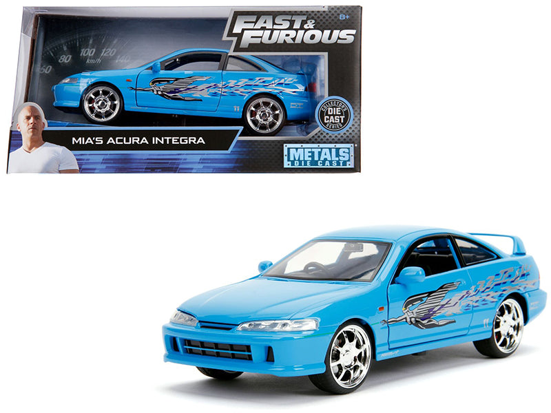 Mia's Acura Integra RHD (Right Hand Drive) Blue "The Fast and the Furious" Movie 1/24 Diecast Model Car by Jada  free shipping USA
