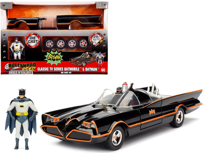 Model Kit Classic Batmobile Black with Batman Diecast Figure "Batman" (1966-1968) TV Series "Build N' Collect" 1/24 Diecast Model Car by Jada  free shipping USA
