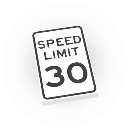 30 MPH Speed Limit Street Sign - Custom Printed 2x3 Tile - Made Using LEGO® Parts