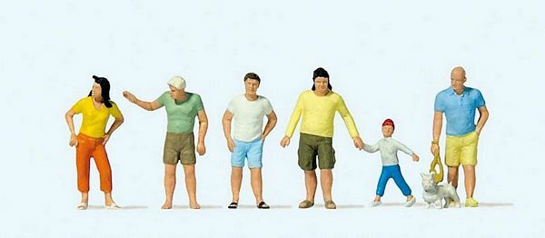 Preiser 10672 HO Scale Passers-By in Summer Clothes pkg(6)