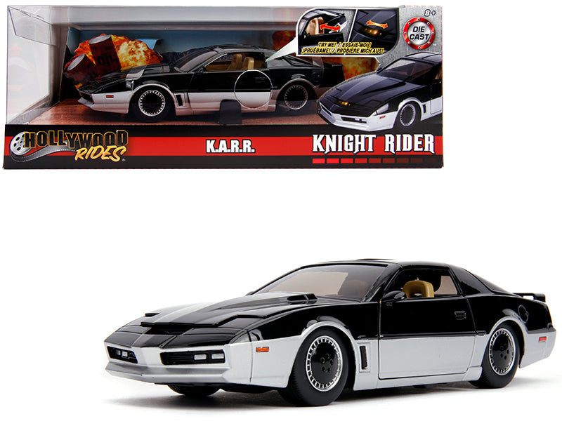K.A.R.R. Black and Silver with Light "Knight Rider" (1982) TV Series "Hollywood Rides" Series 1/24 Diecast Model Car by Jada  free shipping USA