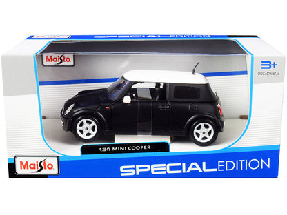 Mini Cooper Matt Black with White Top 1/24 Diecast Model Car by Maisto  free shipping USA