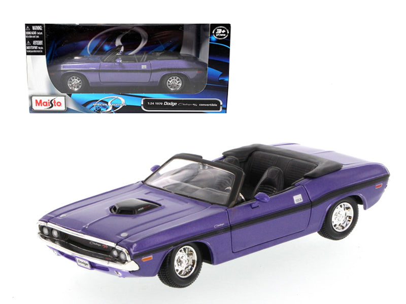 1970 Dodge Challenger R/T Convertible Purple 1/24 Diecast Model Car by Maisto  free shipping USA