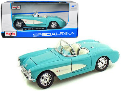 1957 Chevrolet Corvette Convertible Turquoise 1/24 Diecast Model Car by Maisto  free shipping USA