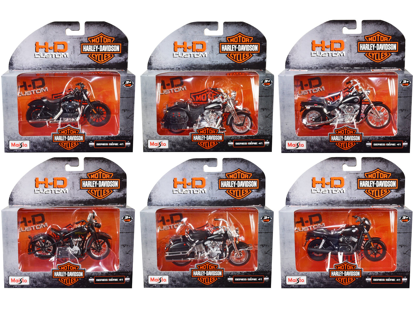 Harley-Davidson Motorcycles 6 piece Set Series 41 1/18 Diecast Models by Maisto  free shipping USA