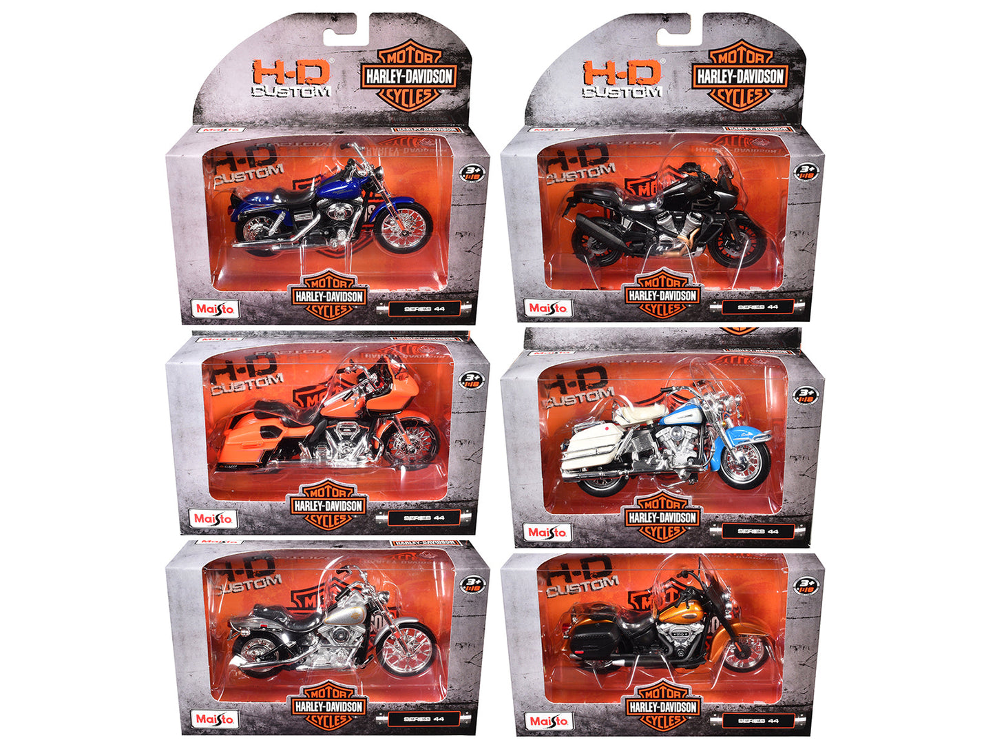 Harley-Davidson Motorcycles 6 piece Set Series 44 1/18 Diecast Models by Maisto  free shipping USA