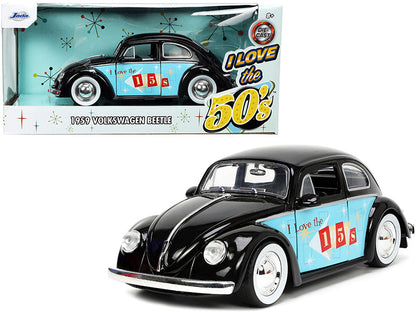 1959 Volkswagen Beetle Black with Graphics "I Love the 50's" Series 1/24 Diecast Model Car by Jada  free shipping USA