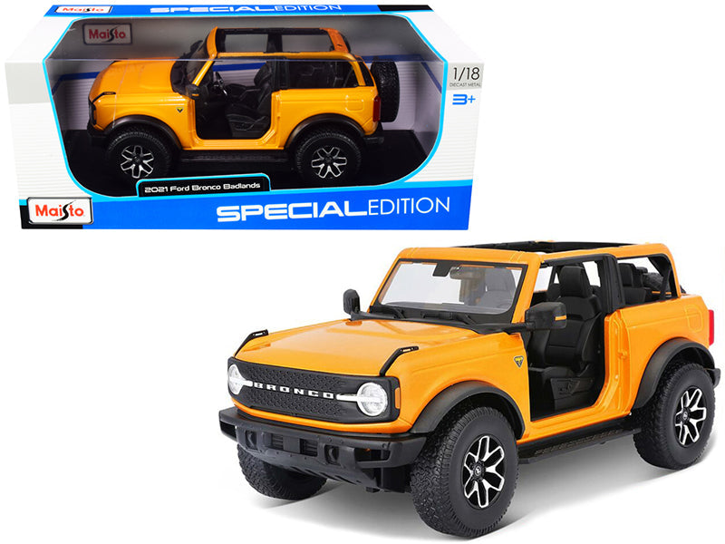 2021 Ford Bronco Badlands Orange Metallic "Special Edition" 1/18 Diecast Model Car by Maisto  free shipping USA