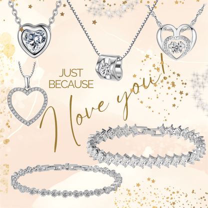 Silver Cubic Zirconia Necklace and Earring Set for Women by Hollywood Sensation®