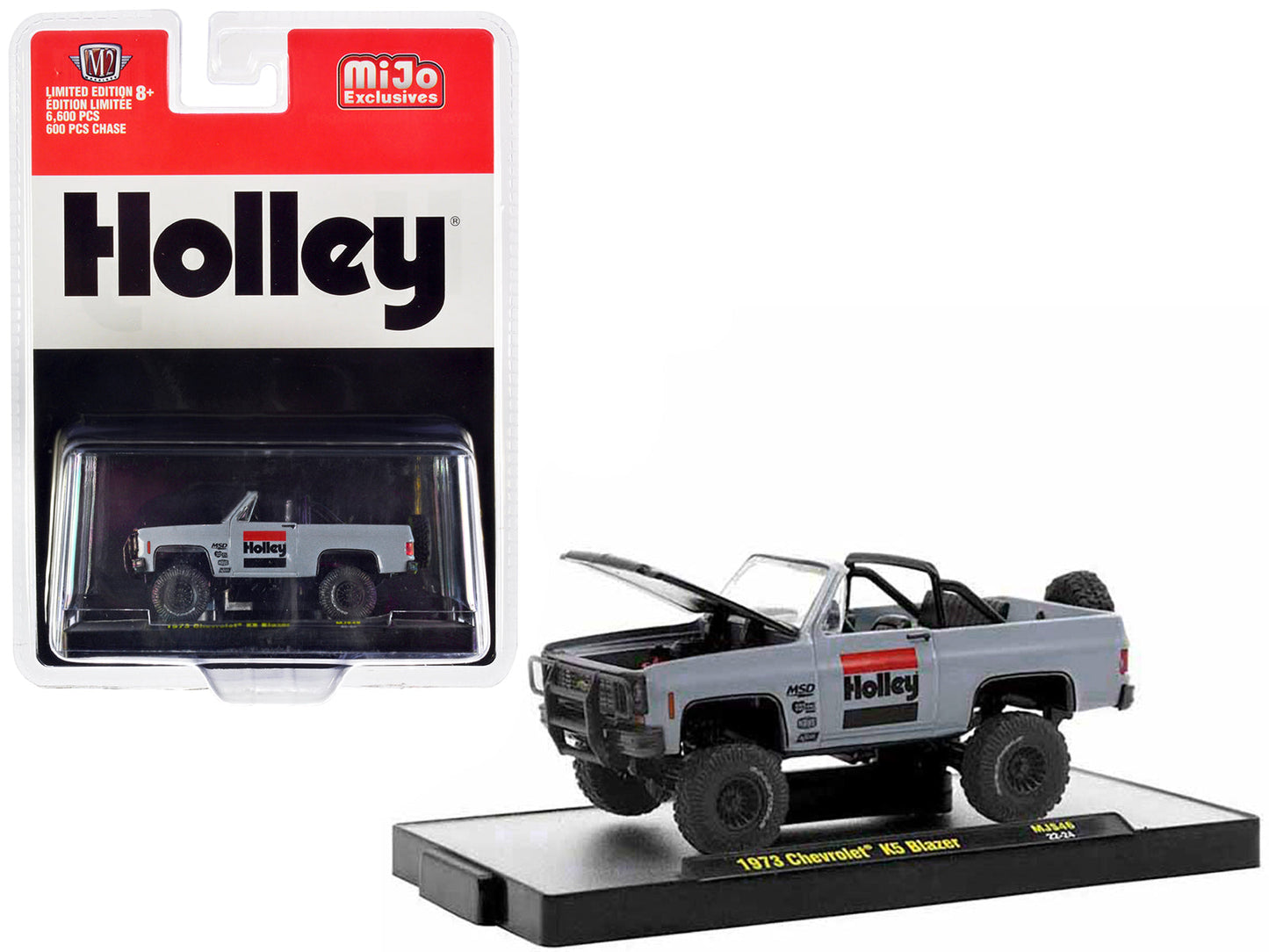 1973 Chevrolet K5 Blazer Open Top "Holley" Gray with Black Hood Limited Edition to 6600 pieces Worldwide 1/64 Diecast Model Car by M2 Machines  free shipping USA
